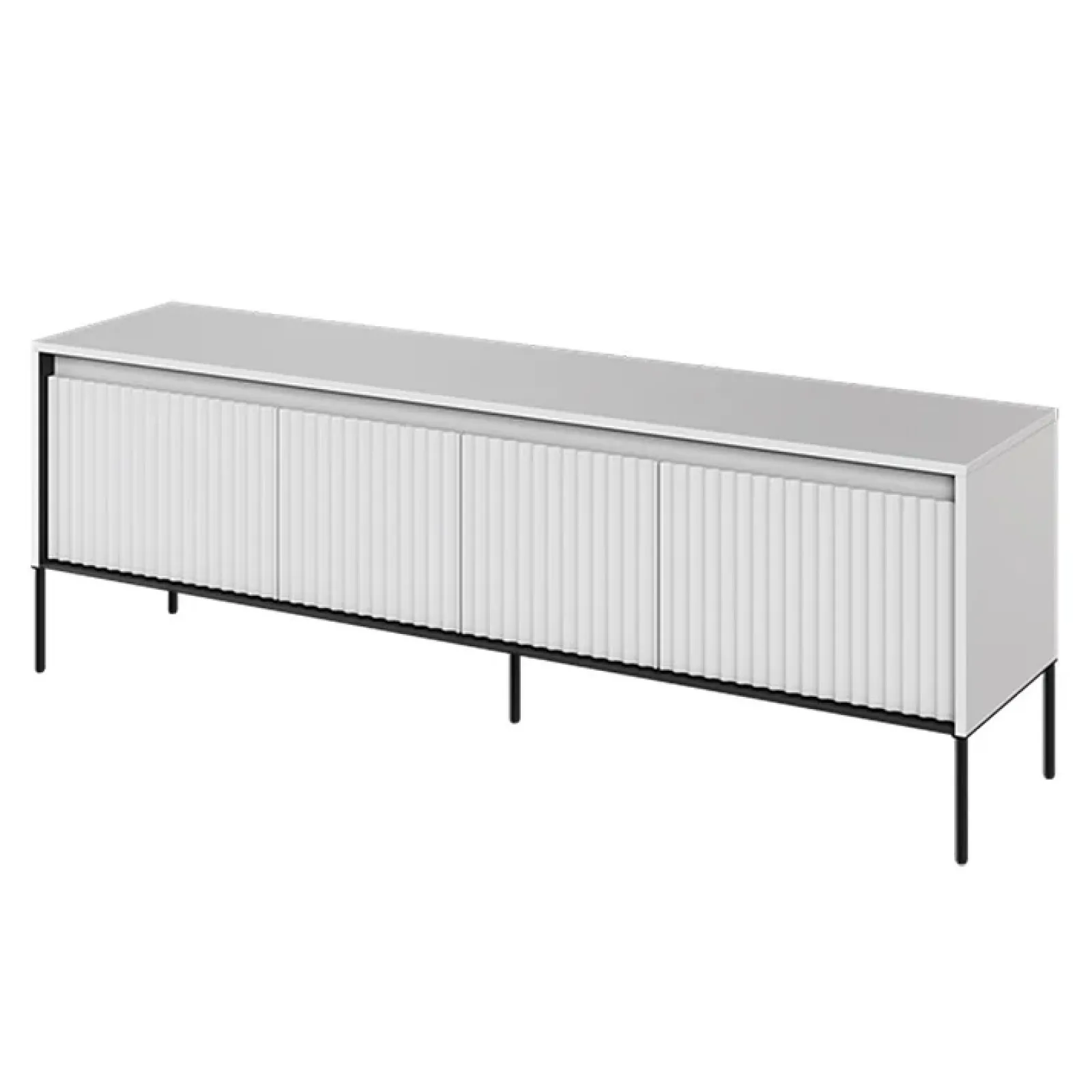 Garnero Arredamenti Mobili Tv Moderni|Mobile Tv Moderno-Mobile porta TV 167x56h cm 2 ante led cannettato nero Camelia Bianco Opaco