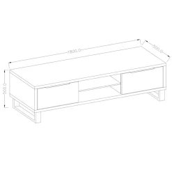 Garnero Arredamenti Mobile Tv In Legno|Mobile Tv Basso-Mobile porta TV 180x50h cm 2 ante soggiorno quercia metallo nero Petra