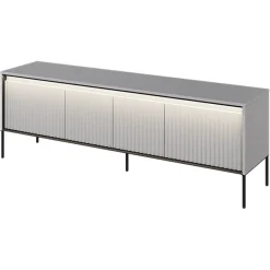 Garnero Arredamenti Mobili Tv Moderni|Mobile Tv Moderno-Mobile porta TV 167x56h cm 2 ante led cannettato nero Camelia Grigio