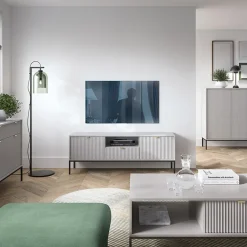 Garnero Arredamenti Mobile Tv Basso|Mobili Tv Moderni-Mobile porta TV 154x56h cm 2 ante moderno soggiorno Alisa Grigio
