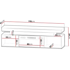 Garnero Arredamenti Camino Elettrico|Mobile Tv Basso-Mobile porta TV 190x59h cm 2 ante con caminetto con LED bianco Lumus Bianco Lucido