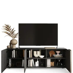 Garnero Arredamenti Mobile Tv Basso|Mobili Tv Moderni-Mobile porta TV 181x59h cm 3 ante titanio rovere Universal Antracite - Rovere