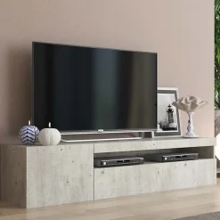 Garnero Arredamenti Mobile Tv Basso|Mobili Tv Moderni-Mobile porta TV 155x37h cm 1 anta soggiorno Light Small Gihome® Cemento