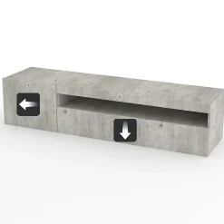 Garnero Arredamenti Mobile Tv Basso|Mobili Tv Moderni-Mobile porta TV 155x37h cm 1 anta soggiorno Light Small Gihome® Cemento