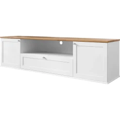 Garnero Arredamenti Mobile Tv Basso|Mobili Tv Moderni-Mobile porta TV 182x48h cm 2 ante bianco rovere Relaxio