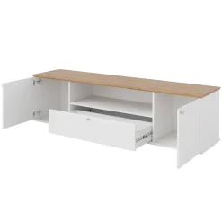 Garnero Arredamenti Mobile Tv Basso|Mobili Tv Moderni-Mobile porta TV 182x48h cm 2 ante bianco rovere Relaxio