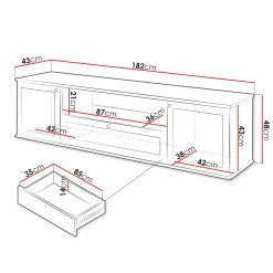 Garnero Arredamenti Mobile Tv Basso|Mobili Tv Moderni-Mobile porta TV 182x48h cm 2 ante bianco rovere Relaxio