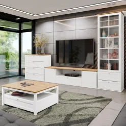 Garnero Arredamenti Mobile Tv Basso|Mobili Tv Moderni-Mobile porta TV 182x48h cm 2 ante bianco rovere Relaxio