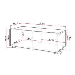 Garnero Arredamenti Mobile Tv Basso|Mobili Tv Moderni-Mobile porta TV 100x37h cm 2 ante Mons Nero Lucido