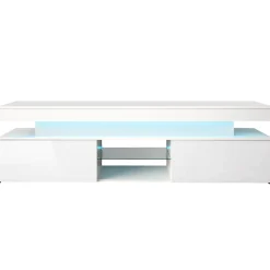 Garnero Arredamenti Mobile Tv Basso|Mobili Tv Moderni-Mobile porta TV 190x54h cm 2 ante con LED bianco Lumus Bianco Lucido