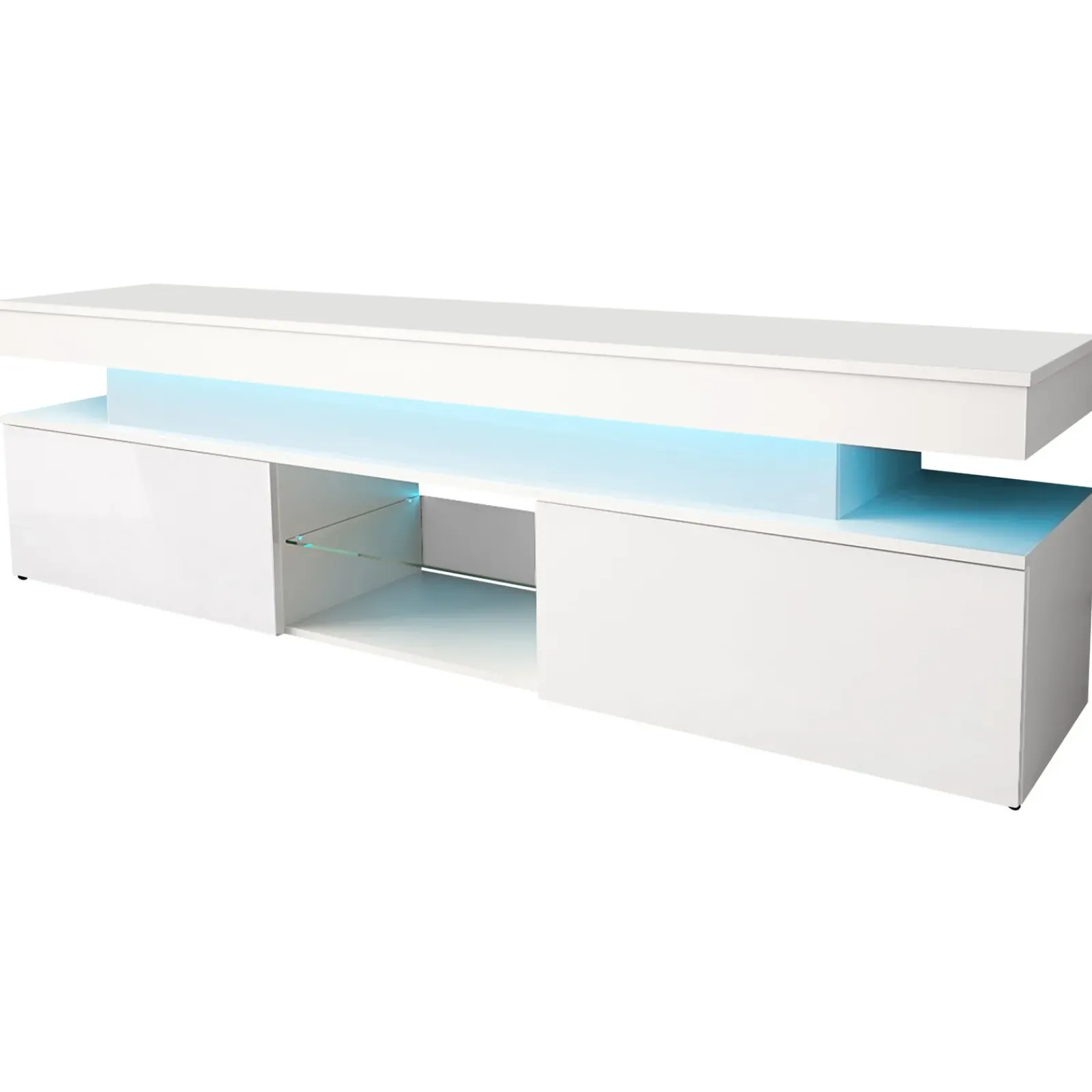 Garnero Arredamenti Mobile Tv Basso|Mobili Tv Moderni-Mobile porta TV 190x54h cm 2 ante con LED bianco Lumus Bianco Lucido