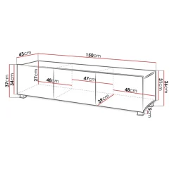 Garnero Arredamenti Mobile Tv Basso|Mobili Tv Moderni-Mobile porta TV 150x37h cm 2 ante Mons Bianco Lucido
