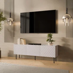 Garnero Arredamenti Mobile Tv Basso-Mobile porta TV 166x59h cm 3 ante con frontali decorati Daniele Beige