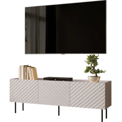 Garnero Arredamenti Mobile Tv Basso-Mobile porta TV 166x59h cm 3 ante con frontali decorati Daniele Beige
