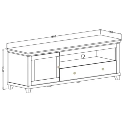 Garnero Arredamenti Mobile Tv In Legno|Mobile Tv Basso-Mobile porta TV 181x61h cm 1 anta 1 cassetto moderno scuro quercia Texel Verde