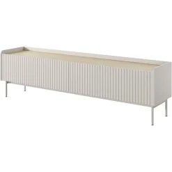 Garnero Arredamenti Mobile Tv Basso-Mobile porta TV 181x50h cm 2 ante beige cannettato rovere Fioca