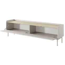 Garnero Arredamenti Mobile Tv Basso-Mobile porta TV 181x50h cm 2 ante beige cannettato rovere Fioca