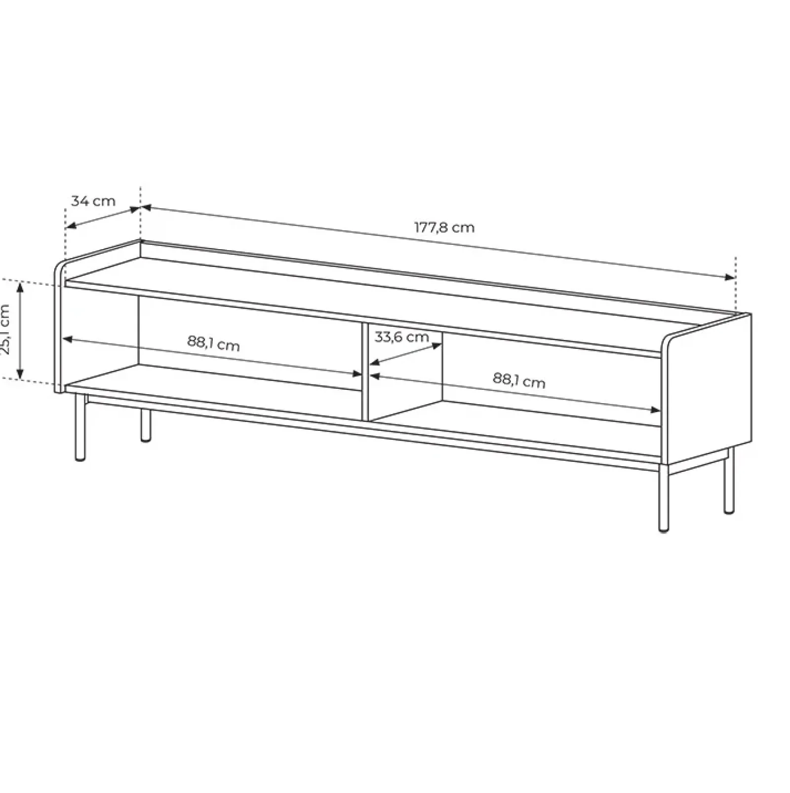 Garnero Arredamenti Mobile Tv Basso-Mobile porta TV 181x50h cm 2 ante beige cannettato rovere Fioca
