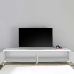 Garnero Arredamenti Mobile Tv Basso|Mobili Tv Moderni-Mobile porta TV 205x48h cm 4 ante Tosca Bianco Lucido