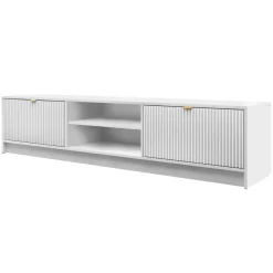 Garnero Arredamenti Mobili Tv Moderni|Mobile Tv Moderno-Mobile porta tv 180x40h cm 2 ante 2 vani a giorno cannettato bianco Athena Bianco Opaco