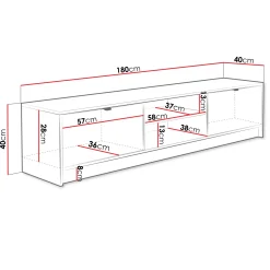 Garnero Arredamenti Mobili Tv Moderni|Mobile Tv Moderno-Mobile porta tv 180x40h cm 2 ante 2 vani a giorno cannettato bianco Athena Bianco Opaco