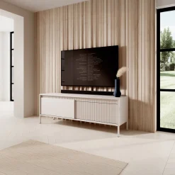 Garnero Arredamenti Mobile Tv Basso-Mobile porta TV 154x54h cm 2 ante cannettato Ciar Beige