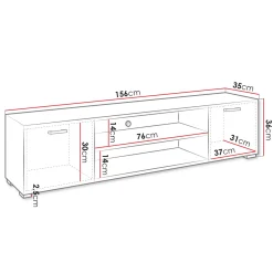 Garnero Arredamenti Mobile Tv Basso|Mobili Tv Moderni-Mobile porta TV 156x36h cm 2 ante design moderno bianco Pastello