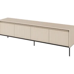 Garnero Arredamenti Mobili Tv Moderni|Mobile Tv Moderno-Mobile porta TV 193x56h cm 4 ante led cannettato nero Camelia Beige