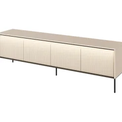 Garnero Arredamenti Mobili Tv Moderni|Mobile Tv Moderno-Mobile porta TV 193x56h cm 4 ante led cannettato nero Camelia Beige