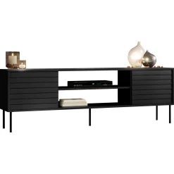 Garnero Arredamenti Mobile Tv Basso|Mobili Tv Moderni-Mobile porta TV 180x60h cm 2 ante nero Wild Nero Opaco