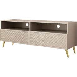 Garnero Arredamenti Mobile Tv Basso|Mobili Tv Moderni-Mobile porta TV 150x57h cm 2 ante 2 vani con frontali decorati Simona Beige