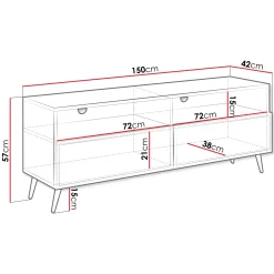 Garnero Arredamenti Mobile Tv Basso|Mobili Tv Moderni-Mobile porta TV 150x57h cm 2 ante 2 vani con frontali decorati Simona Beige