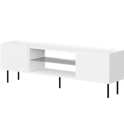 Garnero Arredamenti Mobile Tv Basso-Mobile porta TV 181x59h cm 2 ante 2 vani con frontali decorati bianco Daniele Bianco Opaco