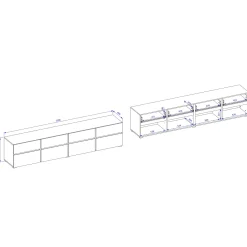 Garnero Arredamenti Mobile Tv Basso|Mobili Tv Moderni-Mobile porta TV 225x48h cm 4 ante a ribalta 4 cassetti moderno verde nero Lolla Verde Salvia