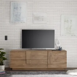Garnero Arredamenti Mobile Tv In Legno|Mobile Tv Basso-Mobile porta TV 182x63h cm 1 anta 2 cassetti moderno Alvarez Rovere