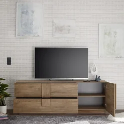 Garnero Arredamenti Mobile Tv In Legno|Mobile Tv Basso-Mobile porta TV 182x63h cm 1 anta 2 cassetti moderno Alvarez Rovere