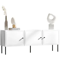 Garnero Arredamenti Mobile Tv Basso|Mobili Tv Moderni-Mobile porta TV 151x60h cm 3 ante Stark Bianco Opaco