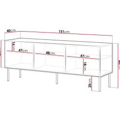 Garnero Arredamenti Mobile Tv Basso|Mobili Tv Moderni-Mobile porta TV 151x60h cm 3 ante Stark Bianco Opaco