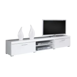 Garnero Arredamenti Mobile Tv Sospeso|Mobili Tv Moderni-Mobile porta TV 200x39h cm 2 ante 2 vani a giorno bianco lucido Nottingham
