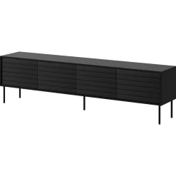 Garnero Arredamenti Mobile Tv Basso|Mobili Tv Moderni-Mobile porta TV 200x60h cm 4 ante nero Wild Nero Opaco