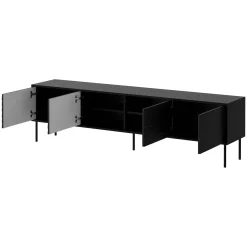 Garnero Arredamenti Mobile Tv Basso|Mobili Tv Moderni-Mobile porta TV 200x60h cm 4 ante nero Wild Nero Opaco