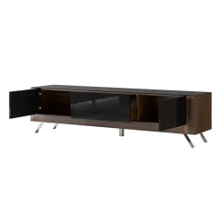 Garnero Arredamenti Mobile Tv Basso-Mobile porta TV 200x52h cm 2 ante 1 cassetto noce nero lucido Jumbo Nero Lucido - Noce