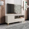 Garnero Arredamenti Mobile Tv Basso|Mobili Tv Moderni-Mobile porta TV 154x60h cm 1 anta 2 cassetti 2 vani a giorno beige con frontali serigrafati Miriam
