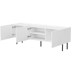 Garnero Arredamenti Mobile Tv Basso-Mobile porta TV 166x59h cm 3 ante con frontali decorati bianco Daniele Bianco Opaco
