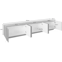 Garnero Arredamenti Mobile Tv Basso-Mobile porta TV 244x46h cm 6 ante bianco lucido Zenzero Gihome® Bianco Opaco