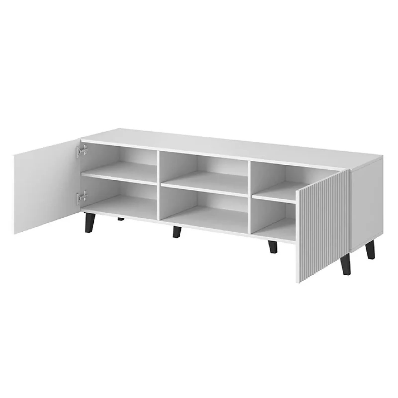 Garnero Arredamenti Mobile Tv Basso|Mobili Tv Moderni-Mobile porta TV 150x52h cm 2 ante cannettato bianco Essence Bianco Opaco