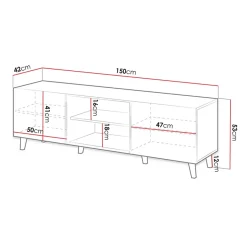 Garnero Arredamenti Mobile Tv Basso|Mobili Tv Moderni-Mobile porta TV 150x52h cm 2 ante cannettato bianco Essence Bianco Opaco