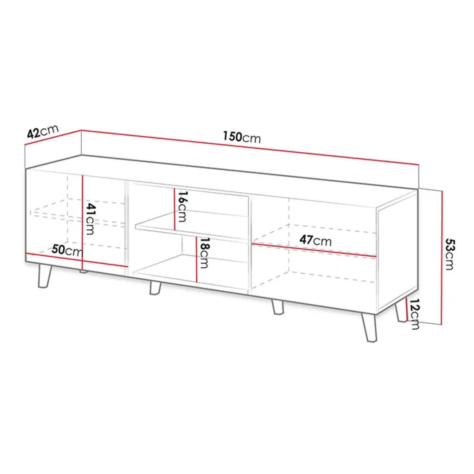 Garnero Arredamenti Mobile Tv Basso|Mobili Tv Moderni-Mobile porta TV 150x52h cm 2 ante cannettato bianco Essence Bianco Opaco