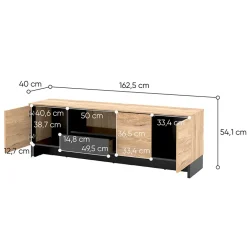 Garnero Arredamenti Mobili Tv Moderni|Mobile Tv Moderno-Mobile porta TV 163x54h cm 2 ante 1 cassetto 1 vano a giorno rovere nero Alabaster