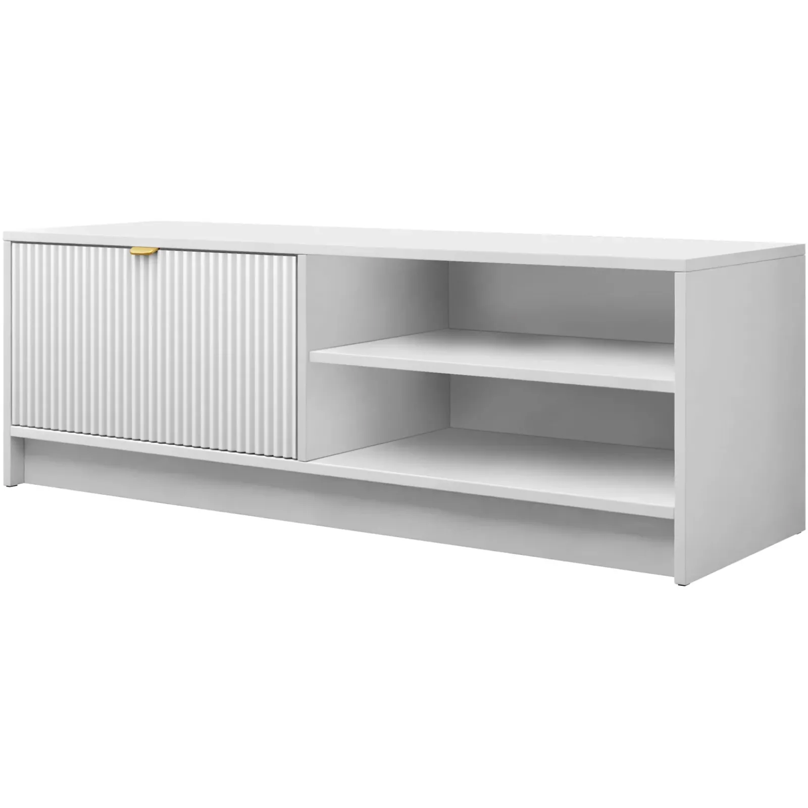 Garnero Arredamenti Mobili Tv Moderni|Mobile Tv Moderno-Mobile porta tv 120x40h cm 1 anta 2 vani a giorno cannettato bianco Athena Bianco Opaco